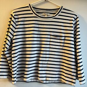 Madewell Navy and White Striped Crewneck XS